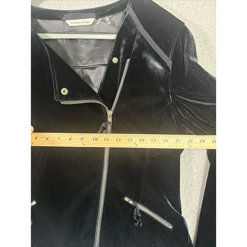 Soft Surroundings Women’s Size Medium Full Zip Velvet Velour‎ Jacket Black Goth - Picture 5 of 12